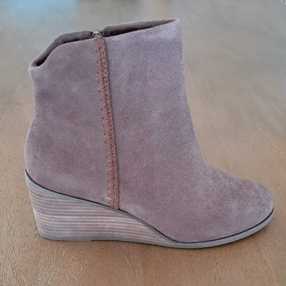 Toms Shoes - TOMS Joanna Wedge Bootie - Color: Oak Brown Suede - Size: Women 9